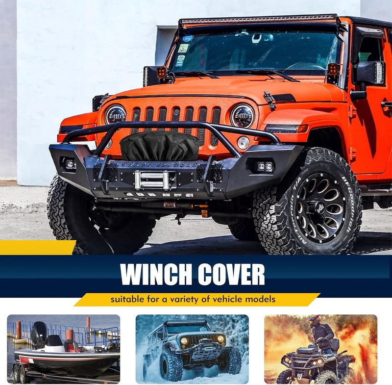 LBCSO Heavy Duty 900D Oxford Winch Cover Waterproof Dustproof, for 8500-17500 lb Winches, Universal Weatherproof Protective Cover for Jeep Wrangler, Truck, ATV, Off-Road Vehicles & Trailers - Image 4